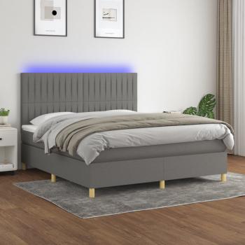 ARDEBO.de - Boxspringbett mit Matratze & LED Dunkelgrau 180x200 cm Stoff