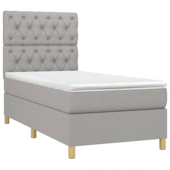 Boxspringbett mit Matratze & LED Hellgrau 80x200 cm Stoff