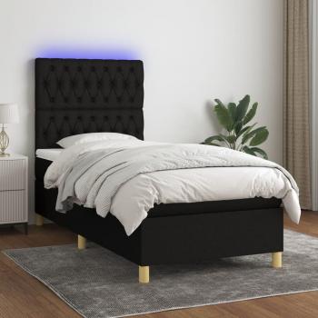 ARDEBO.de - Boxspringbett mit Matratze & LED Schwarz 80x200 cm Stoff