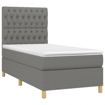 Boxspringbett mit Matratze & LED Dunkelgrau 90x190 cm Stoff