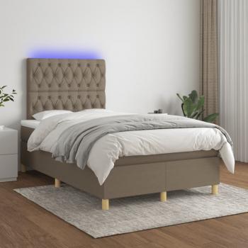 ARDEBO.de - Boxspringbett mit Matratze & LED Taupe 120x200 cm Stoff