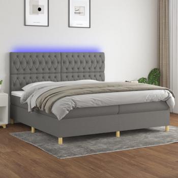 ARDEBO.de - Boxspringbett mit Matratze & LED Dunkelgrau 200x200 cm Stoff