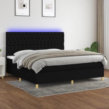 ARDEBO.de - Boxspringbett mit Matratze & LED Schwarz 200x200 cm Stoff