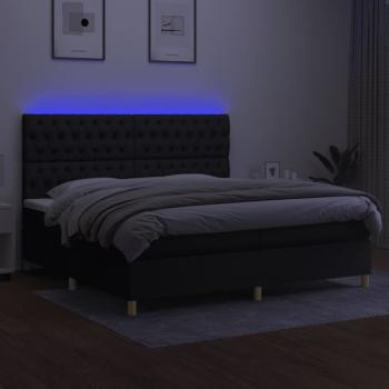 Boxspringbett mit Matratze & LED Schwarz 200x200 cm Stoff