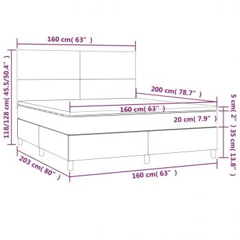 Boxspringbett mit Matratze & LED Hellgrau 160x200 cm Samt