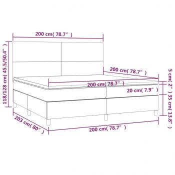 Boxspringbett mit Matratze & LED Schwarz 200x200 cm Samt