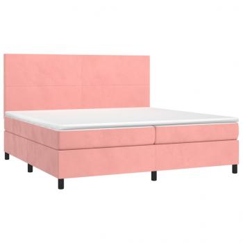 Boxspringbett mit Matratze & LED Rosa 200x200 cm Samt