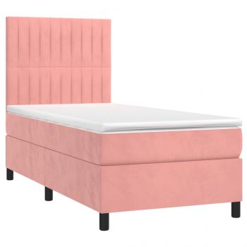 Boxspringbett mit Matratze & LED Rosa 80x200 cm Samt