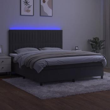 Boxspringbett mit Matratze & LED Dunkelgrau 160x200 cm Samt