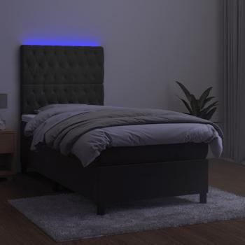 Boxspringbett mit Matratze & LED Dunkelgrau 80x200 cm Samt