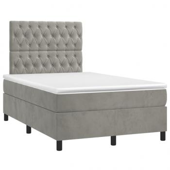 Boxspringbett mit Matratze & LED Hellgrau 120x200 cm Samt