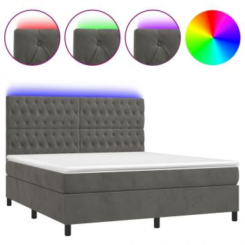 Boxspringbett mit Matratze & LED Dunkelgrau 160x200 cm Samt