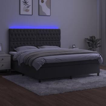 Boxspringbett mit Matratze & LED Dunkelgrau 160x200 cm Samt