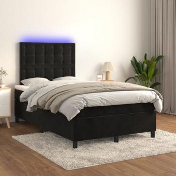 ARDEBO.de - Boxspringbett mit Matratze & LED Schwarz 120x200 cm Samt