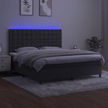 Boxspringbett mit Matratze & LED Dunkelgrau 160x200 cm Samt