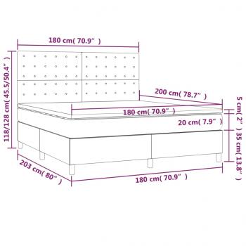 Boxspringbett mit Matratze & LED Hellgrau 180x200 cm Samt