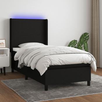 ARDEBO.de - Boxspringbett mit Matratze & LED Schwarz 80x200 cm Stoff