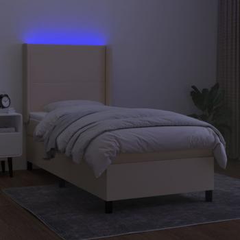 Boxspringbett mit Matratze & LED Creme 90x190 cm Stoff