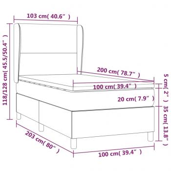 Boxspringbett mit Matratze & LED Hellgrau 100x200 cm Stoff