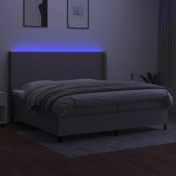 Boxspringbett mit Matratze & LED Hellgrau 200x200 cm Stoff