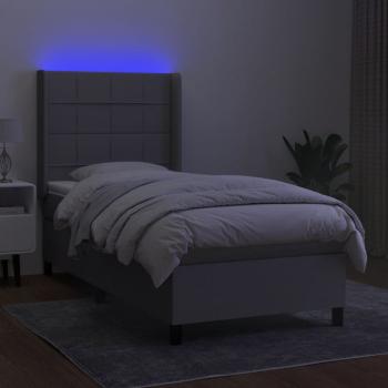 Boxspringbett mit Matratze & LED Hellgrau 80x200 cm Stoff