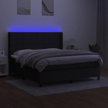 Boxspringbett mit Matratze & LED Schwarz 160x200 cm Stoff