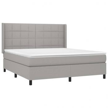 Boxspringbett mit Matratze & LED Hellgrau 180x200 cm Stoff