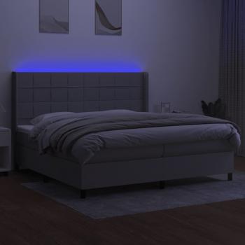 Boxspringbett mit Matratze & LED Hellgrau 200x200 cm Stoff 