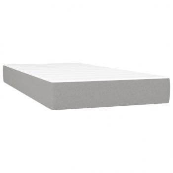 Boxspringbett mit Matratze & LED Hellgrau 200x200 cm Stoff 