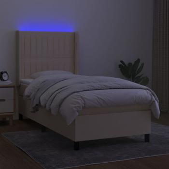 Boxspringbett mit Matratze & LED Creme 90x190 cm Stoff