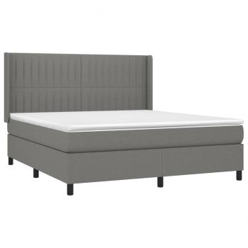 Boxspringbett mit Matratze & LED Dunkelgrau 180x200 cm Stoff