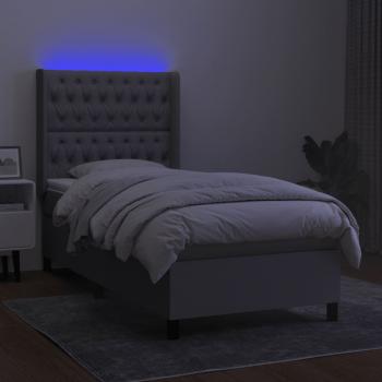 Boxspringbett mit Matratze & LED Hellgrau 80x200 cm Stoff