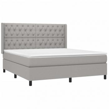 Boxspringbett mit Matratze & LED Hellgrau 160x200 cm Stoff