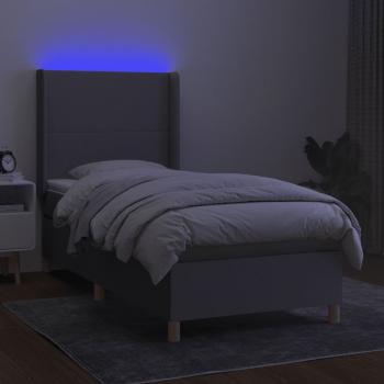 Boxspringbett mit Matratze & LED Hellgrau 80x200 cm Stoff