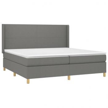 Boxspringbett mit Matratze & LED Dunkelgrau 200x200 cm Stoff