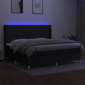 Boxspringbett mit Matratze & LED Schwarz 200x200 cm Stoff