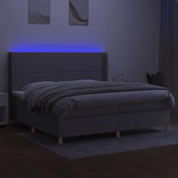 Boxspringbett mit Matratze & LED Hellgrau 200x200 cm Stoff