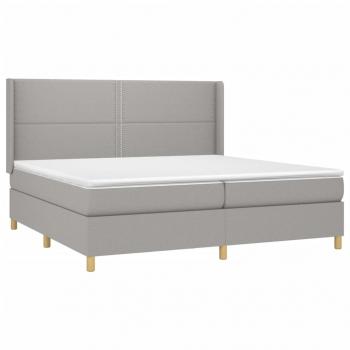 Boxspringbett mit Matratze & LED Hellgrau 200x200 cm Stoff