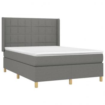 Boxspringbett mit Matratze & LED Dunkelgrau 140x190 cm Stoff