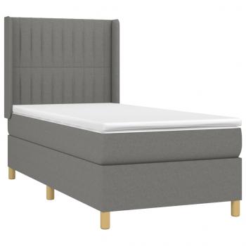 Boxspringbett mit Matratze & LED Dunkelgrau 90x190 cm Stoff