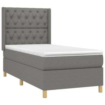 Boxspringbett mit Matratze & LED Dunkelgrau 80x200 cm Stoff