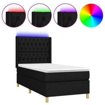 Boxspringbett mit Matratze & LED Schwarz 100x200 cm Stoff