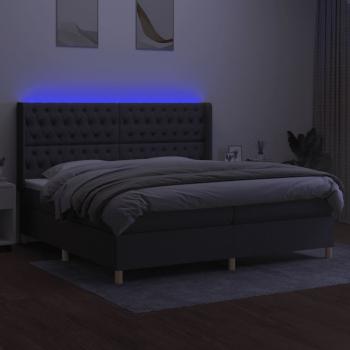 Boxspringbett mit Matratze & LED Dunkelgrau 200x200 cm Stoff