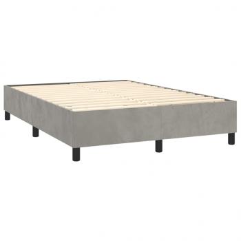 Boxspringbett mit Matratze & LED Hellgrau 140x200 cm Samt