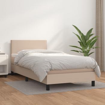 ARDEBO.de - Boxspringbett mit Matratze Cappuccino-Braun 90x200cm Kunstleder