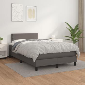 ARDEBO.de - Boxspringbett mit Matratze Grau 120x200 cm Kunstleder