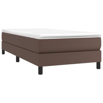 Boxspringbett mit Matratze Braun 90x200 cm Kunstleder