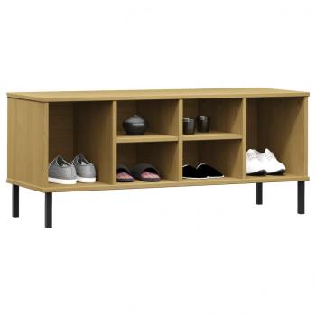 Schuhregal OSLO mit Metallbeinen Braun 106x35x45 cm Massivholz