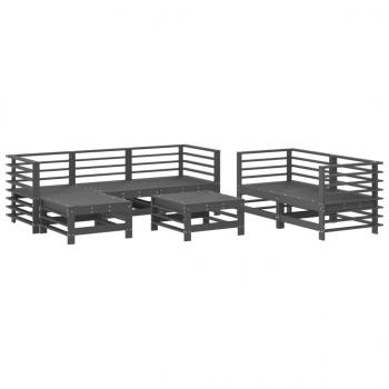 7-tlg. Garten-Lounge-Set Grau Massivholz Kiefer