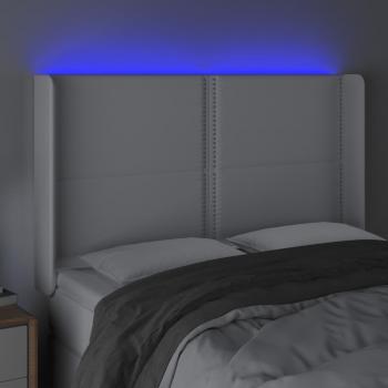 LED Kopfteil Weiß 147x16x118/128 cm Kunstleder